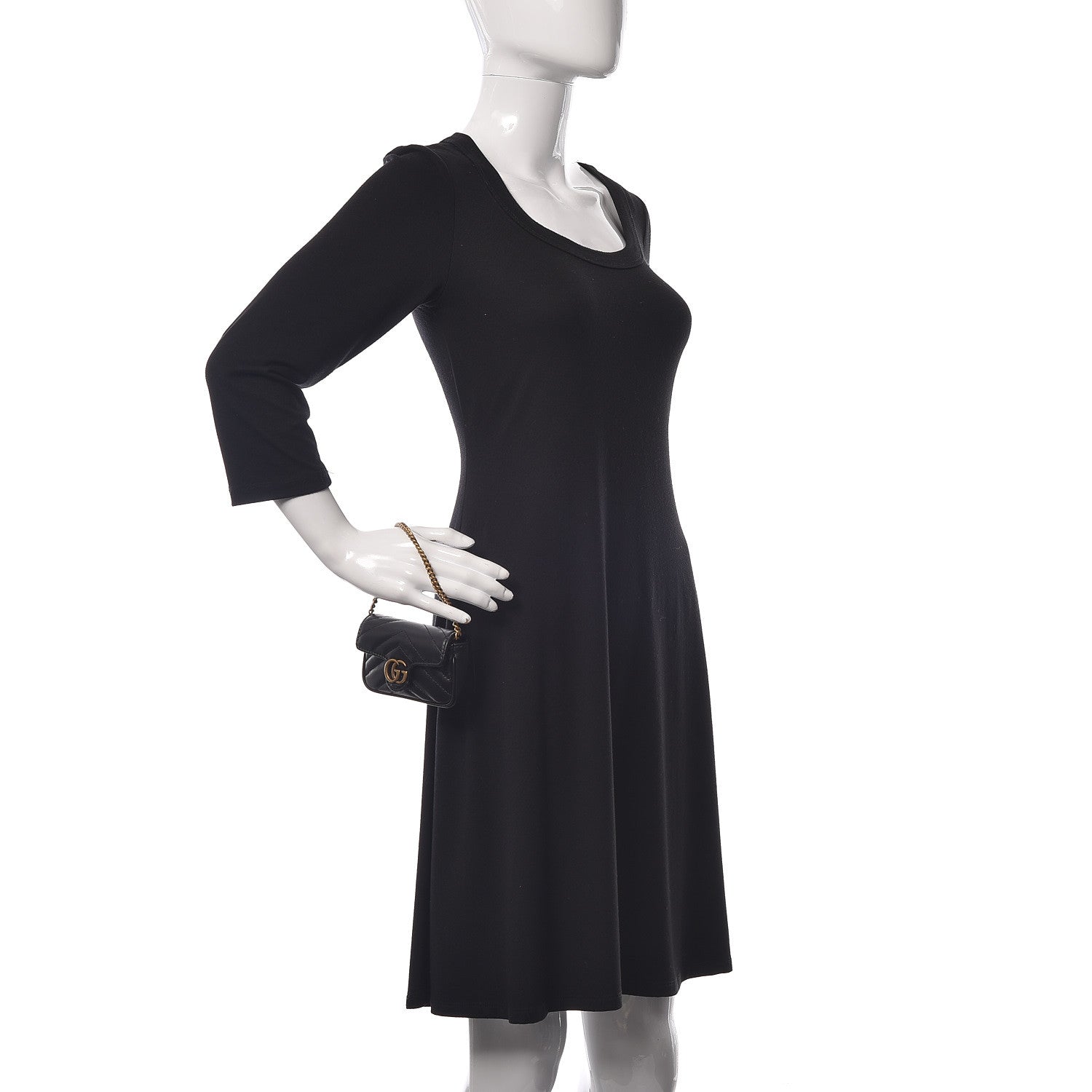 Gucci Calfskin Matelasse GG Marmont 2.0 Coin Purse On A Chain Black 2 of 7