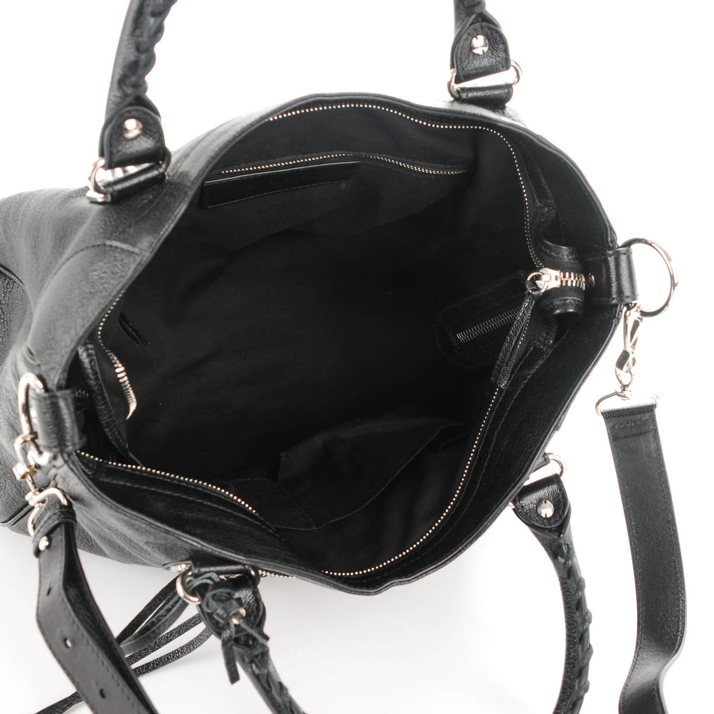 Chevre Silver Metallic Edge Hardware Velo Black