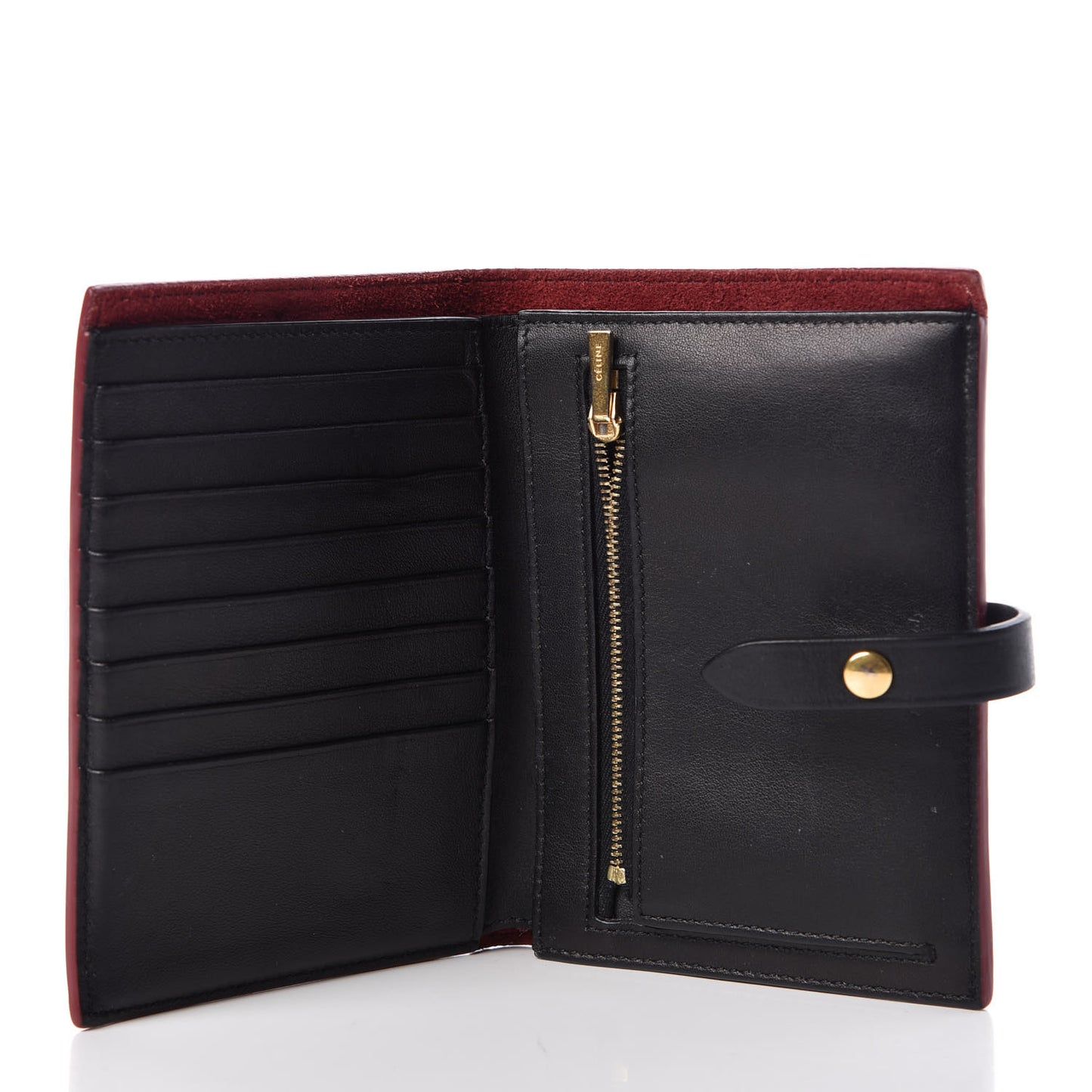 Smooth Calfskin Medium Multifunction Strap Wallet Coquelicot