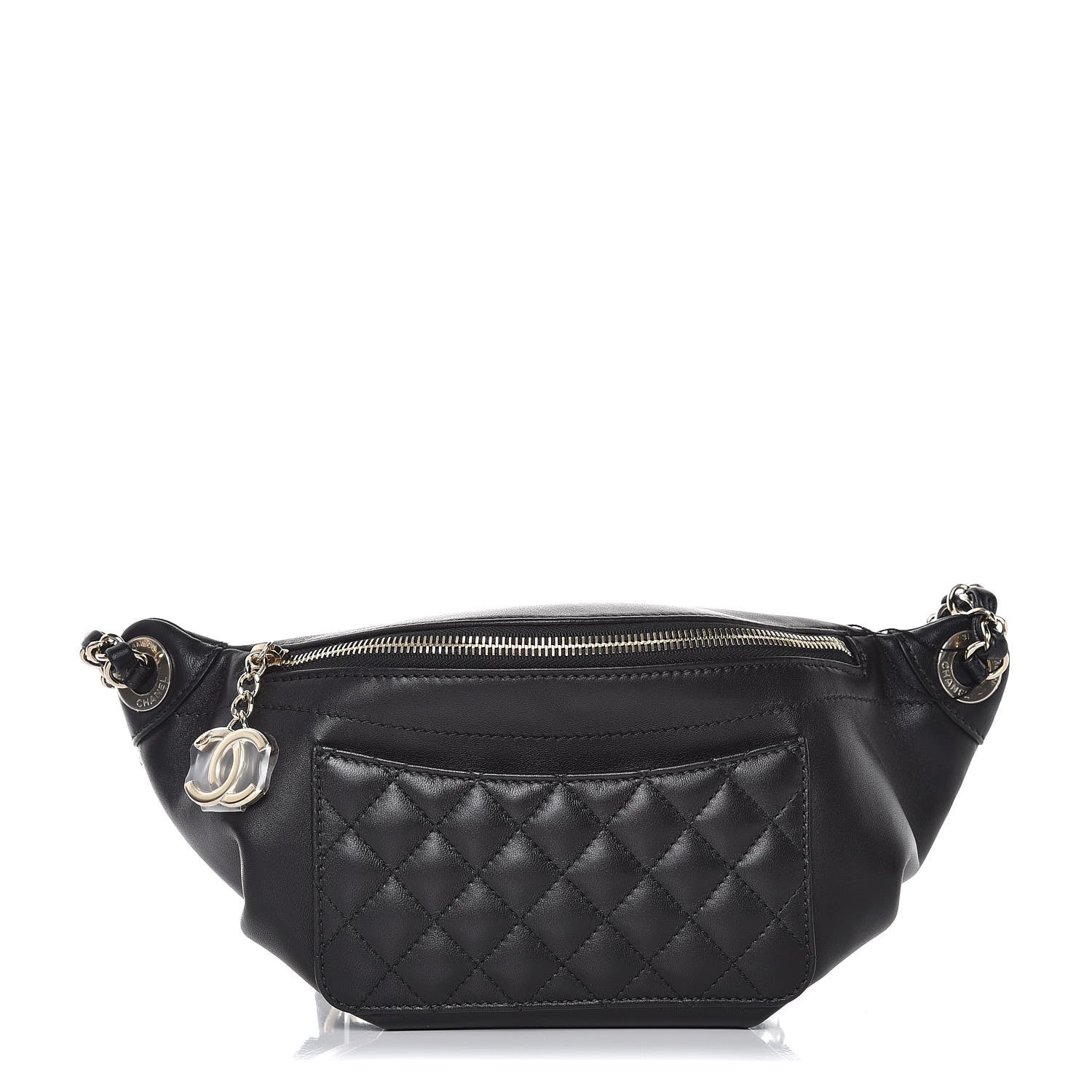 Chanel Lambskin Quilted Waist Bag Fanny Pack Black 1 of 11