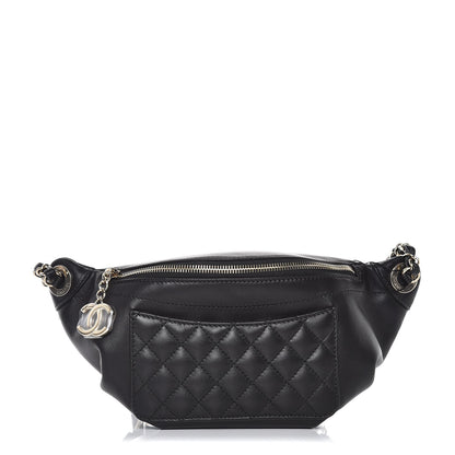 Chanel Lambskin Quilted Waist Bag Fanny Pack Black 1 of 11