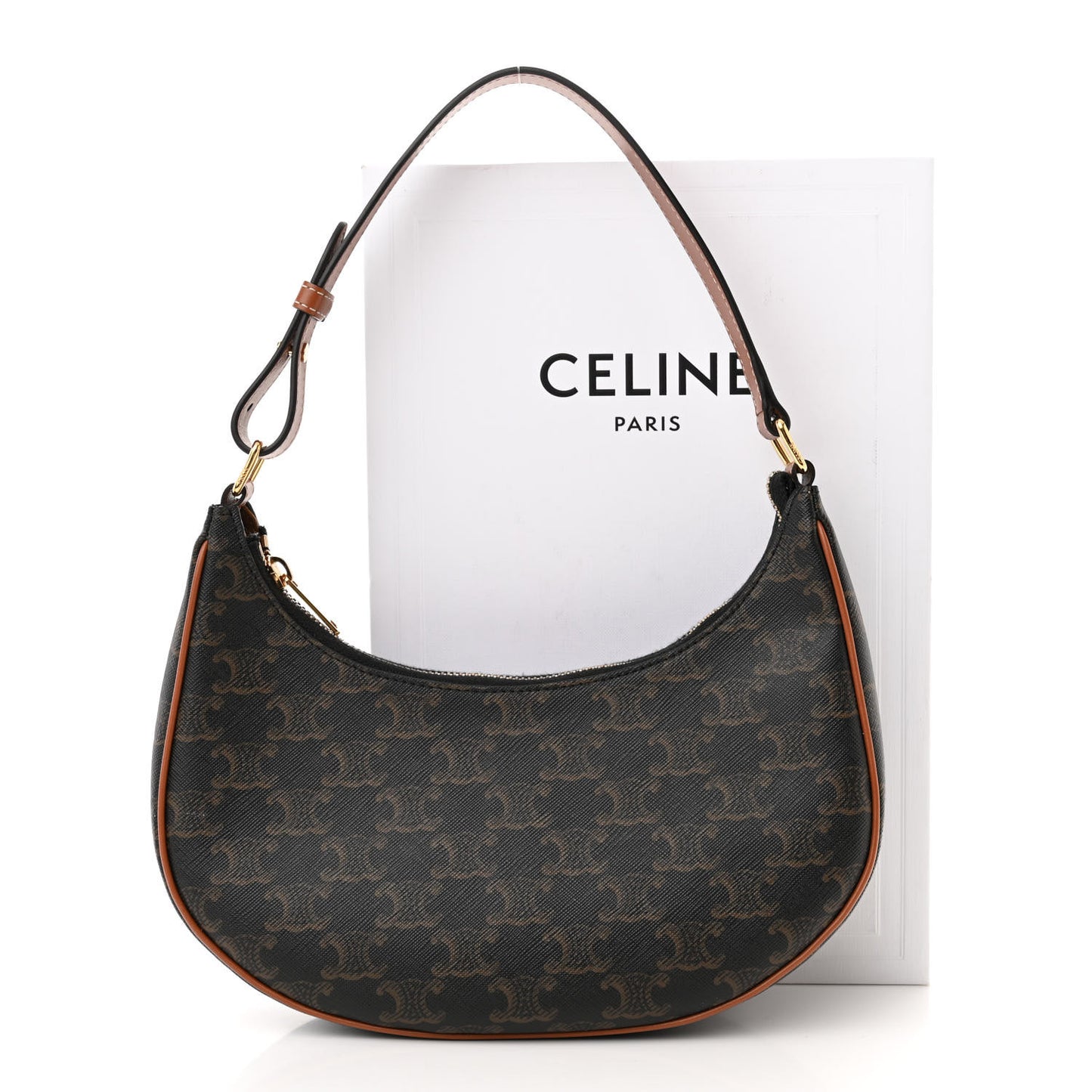 Triomphe Canvas Calfskin Ava Shoulder Bag Tan