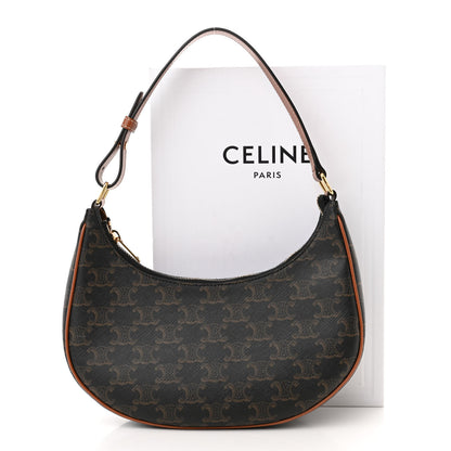 Celine Triomphe Canvas Calfskin Ava Shoulder Bag Tan 2 of 10