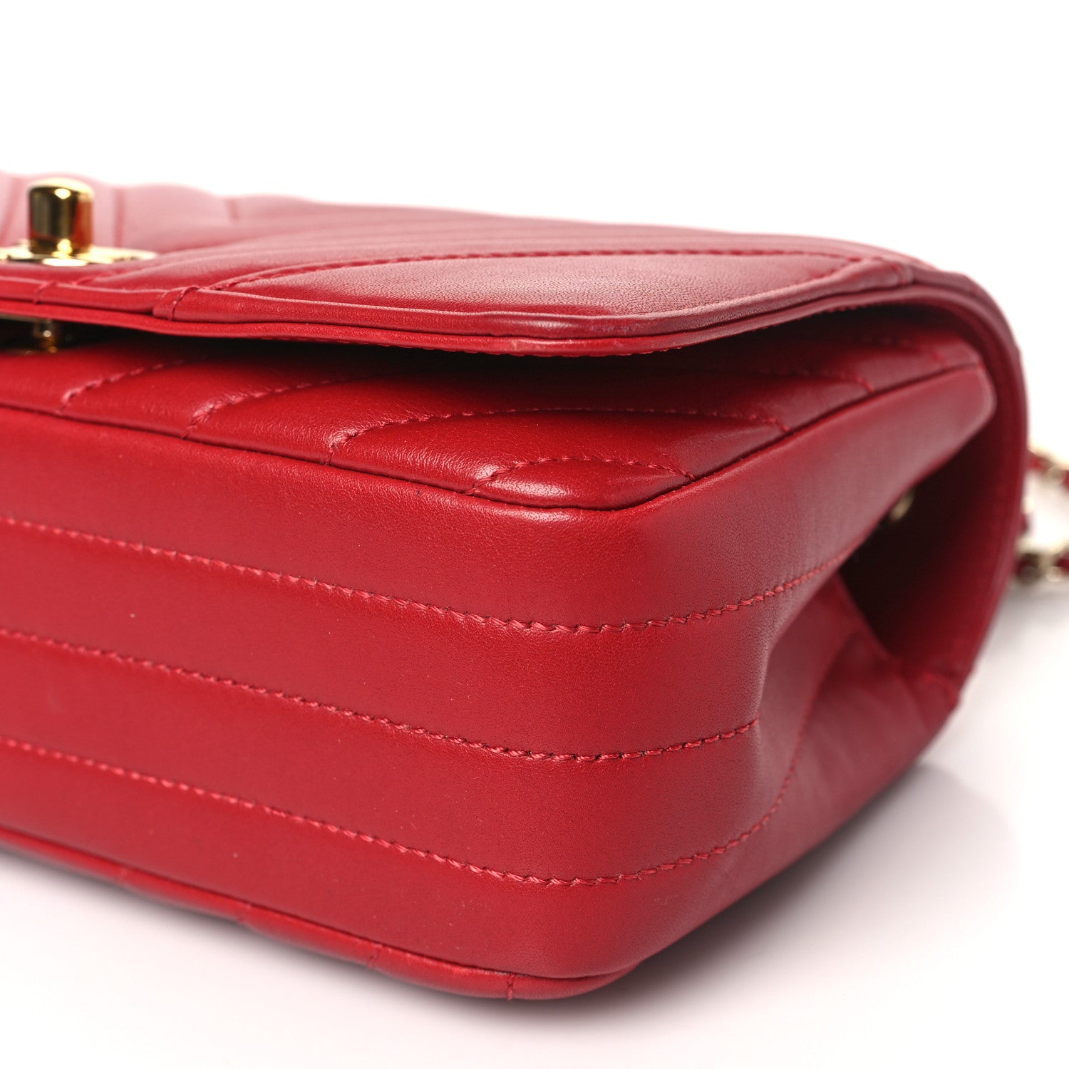 Chanel Calfskin Chevron Quilted Mini Statement Flap Red 9 of 9