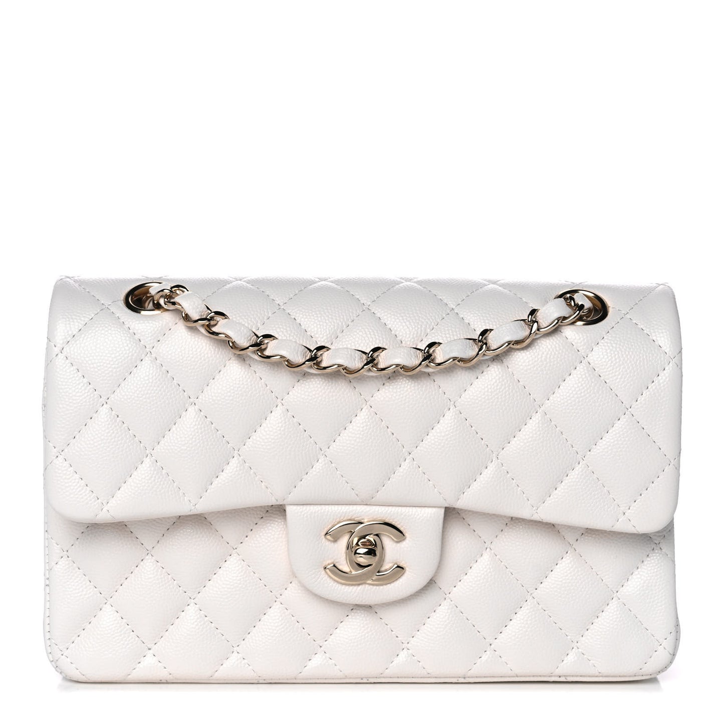 Caviar Quilted Small Double Flap White