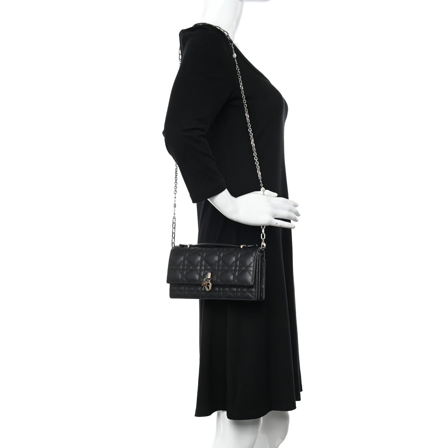 Christian Dior Lambskin Cannage Lady Dior Phone Pouch Black 2 of 9