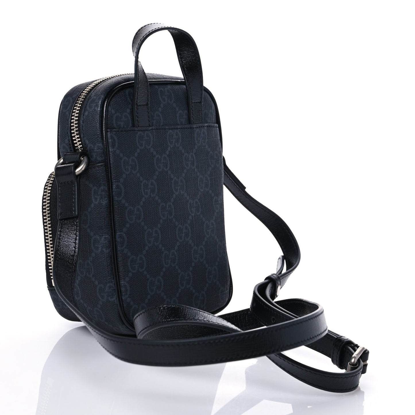 GG Supreme Monogram Azalea Calfskin Mini Retro Interlocking G Bag Black