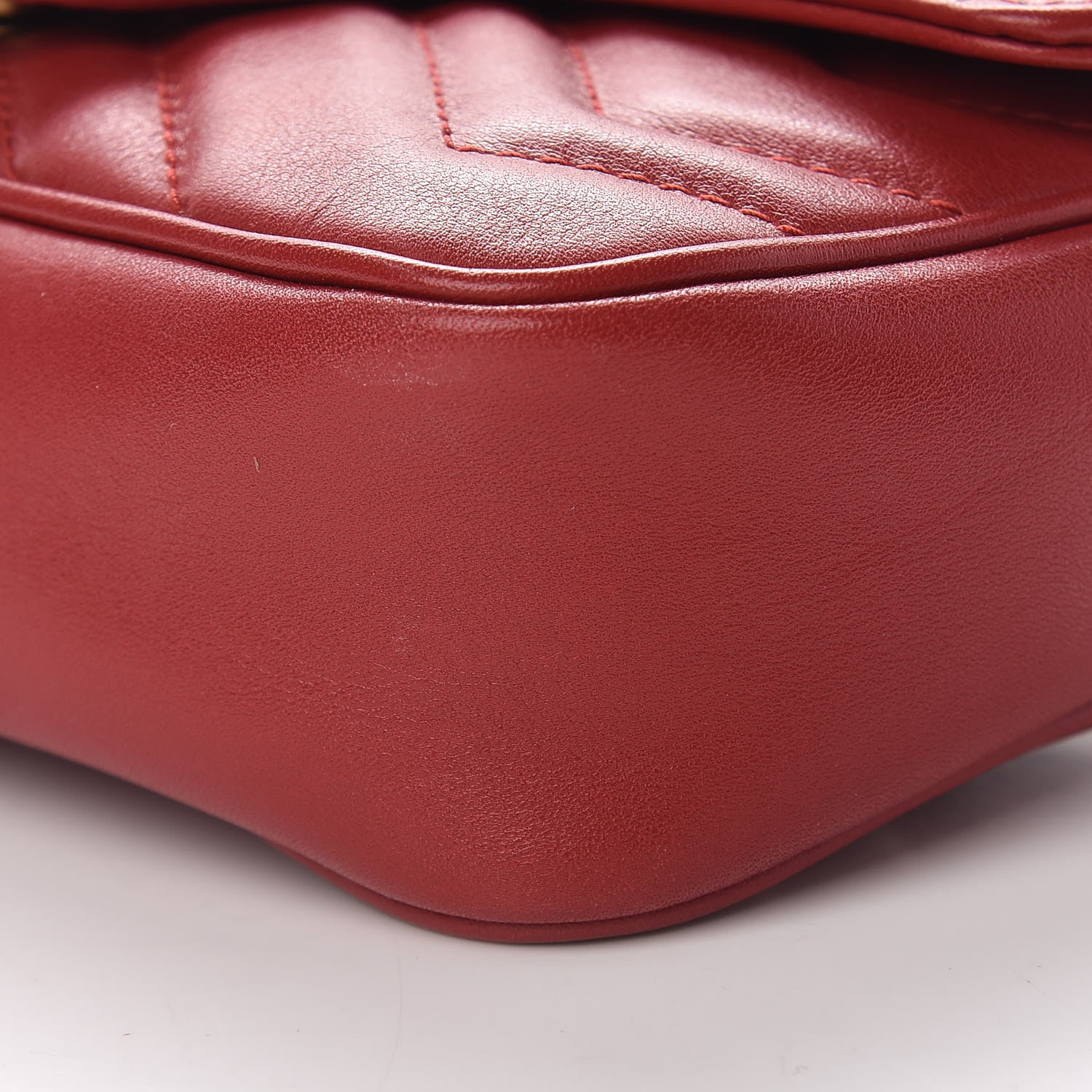 Gucci Calfskin Matelasse Super Mini GG Marmont Shoulder Bag Hibiscus Red 10 of 16