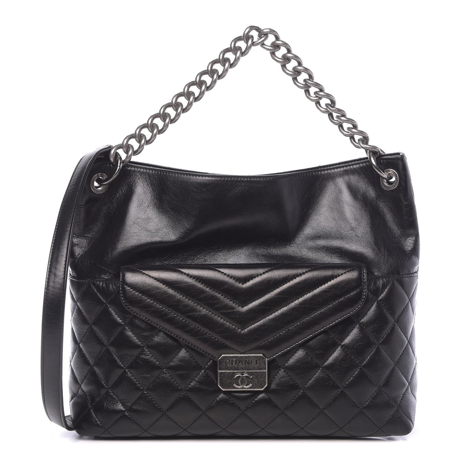 Chanel Aged Calfskin Quilted Mad About Quilting Hobo Black 1 of 9