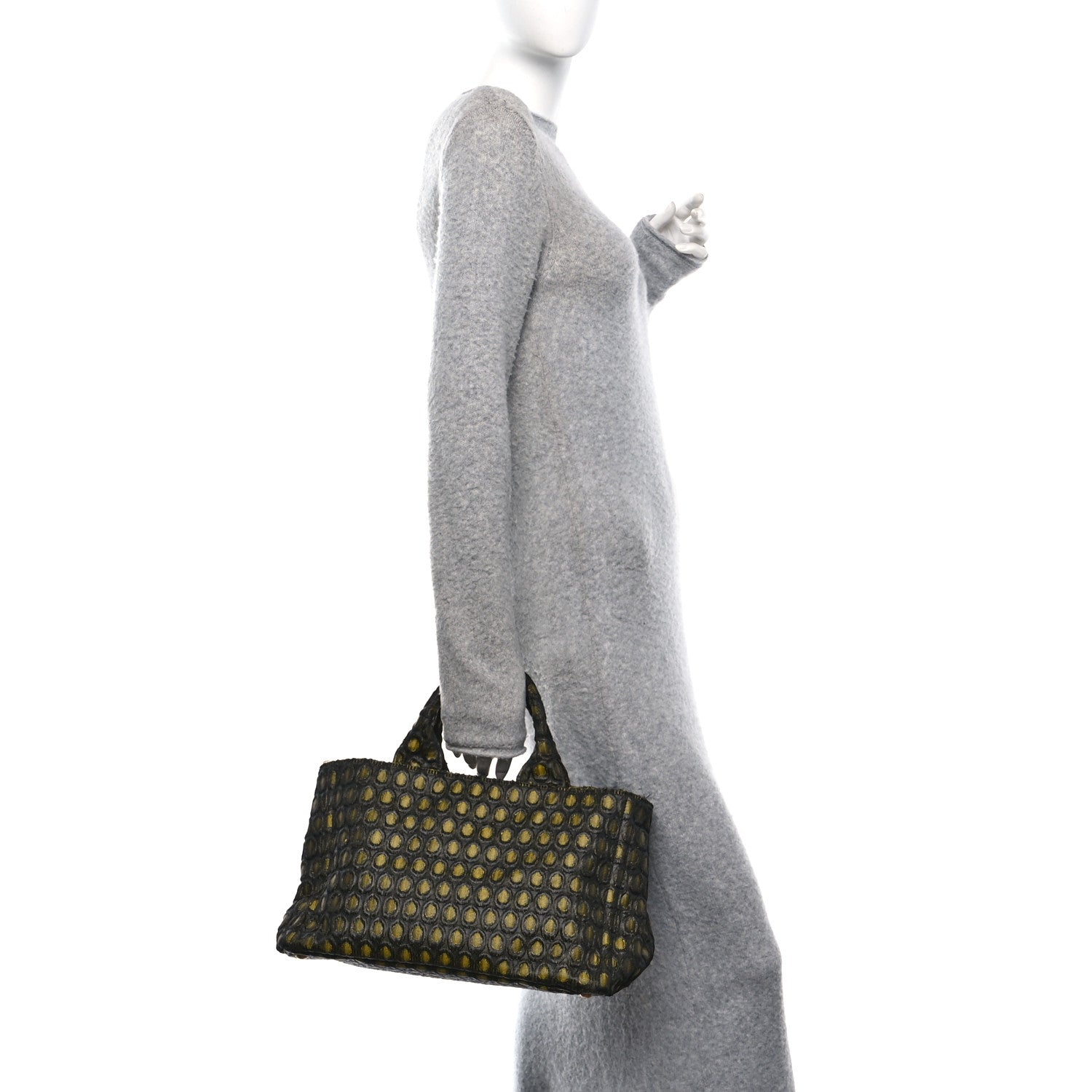 Prada Tessuto Jacquard Canapa Tote Giallo 2 of 12