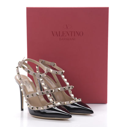 Valentino Garavani Patent Nappa Rockstud Ankle Strap 100mm Pumps 36 Black Poudre 11 of 11