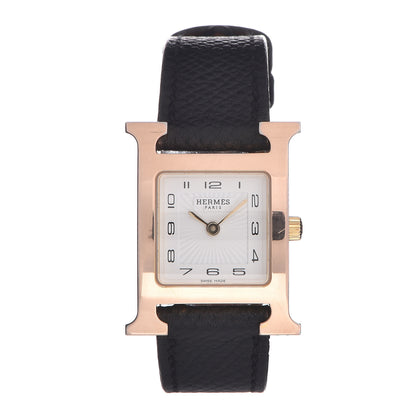 Hermes Stainless Steel Epsom 21mm Heure H Hour Quartz Watch Noir 1 of 12
