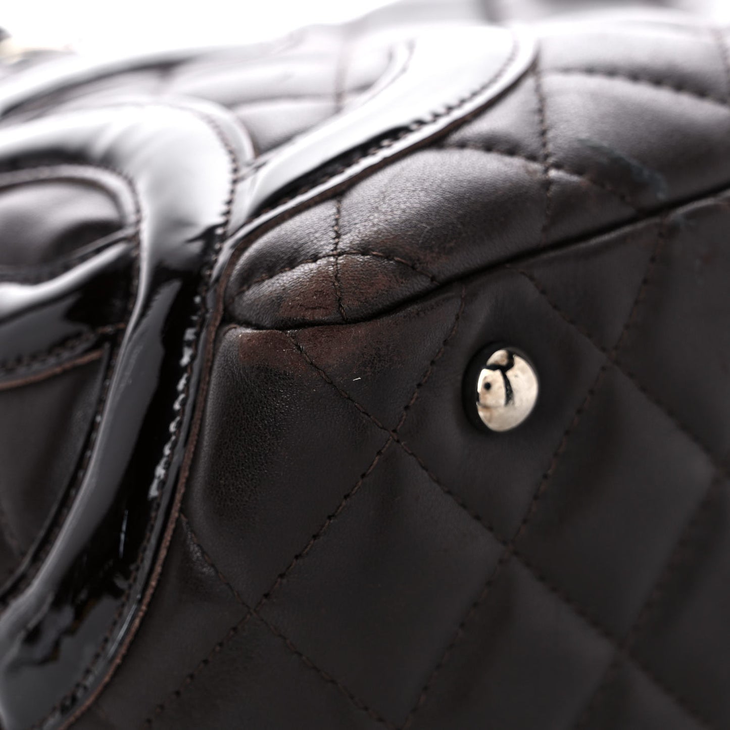 Calfskin Quilted Large Cambon Bowler Dark Brown