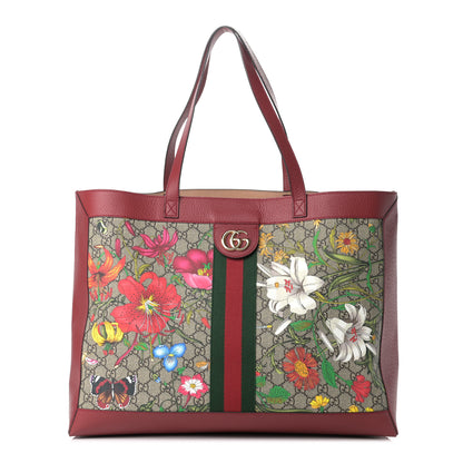 Gucci GG Supreme Monogram Flora Web Large Ophidia Tote Red 1 of 13