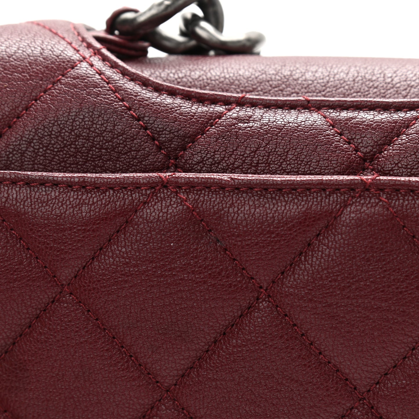 Goatskin Quilted Medium Perfect Edge Flap Burgundy