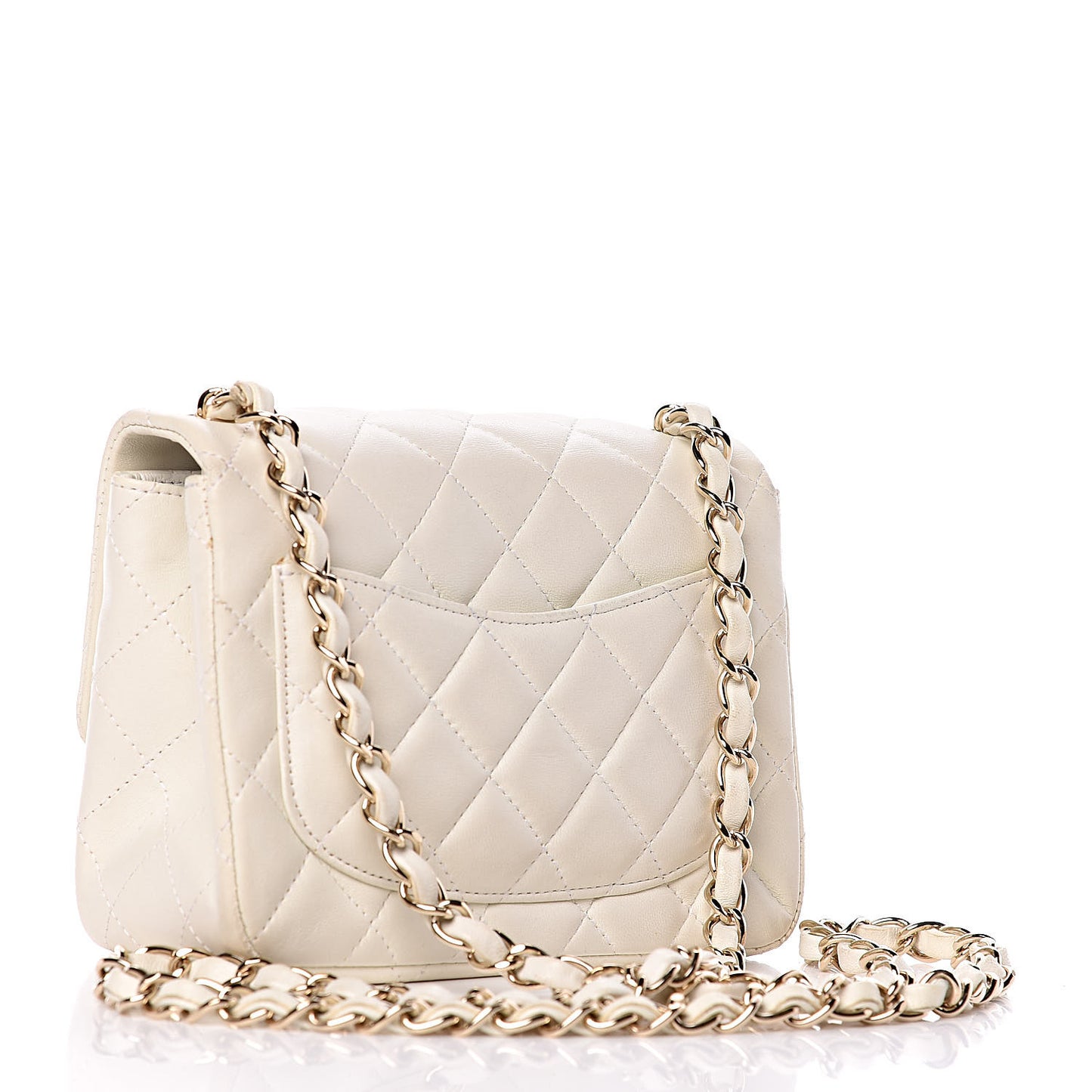 Lambskin Quilted Mini Square Flap White