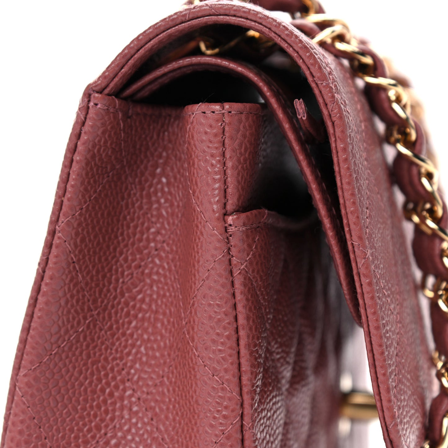 Caviar Quilted Medium Double Flap Red