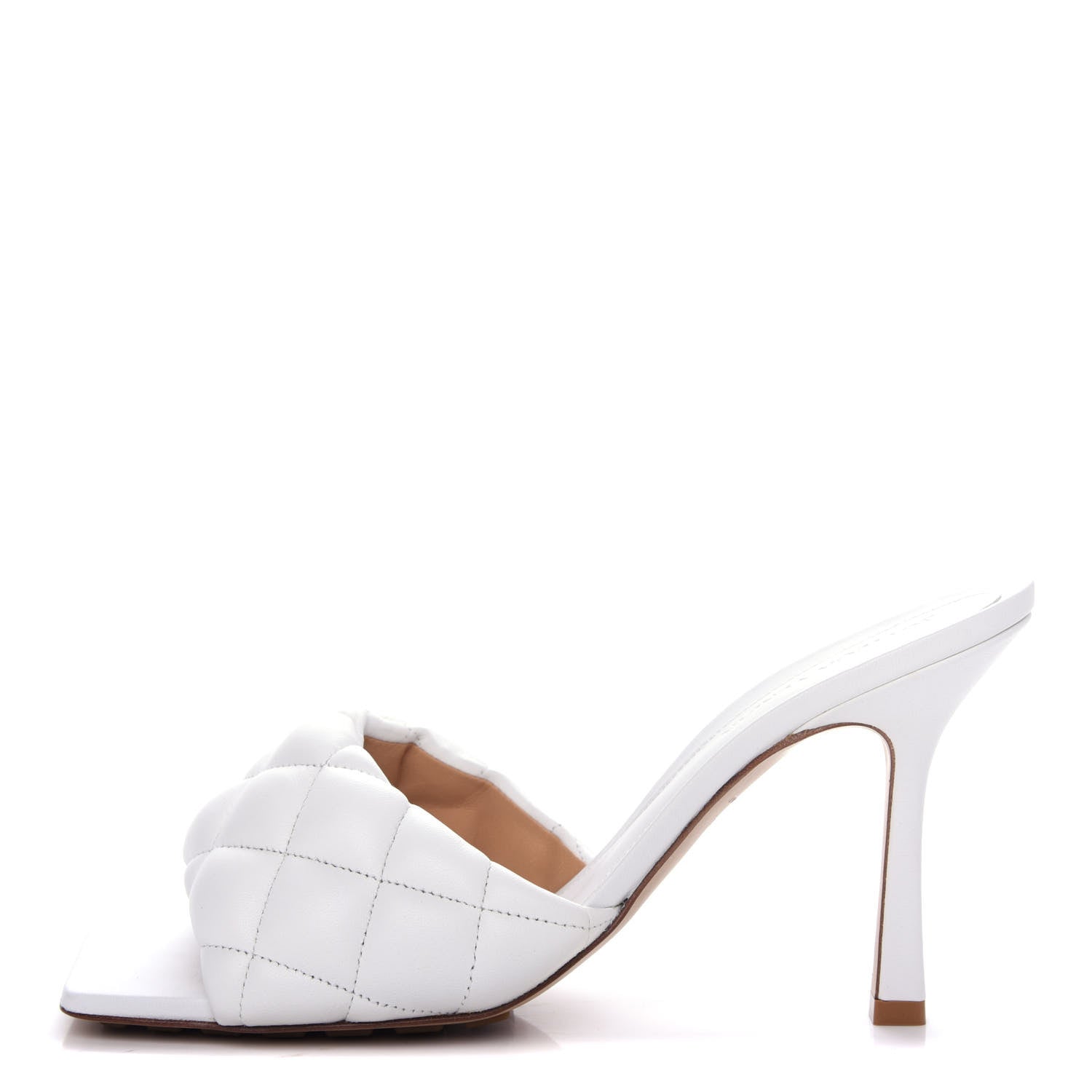 Bottega Veneta Nappa Matelasse Padded Mule Sandals 38.5 Optic White 1 of 10