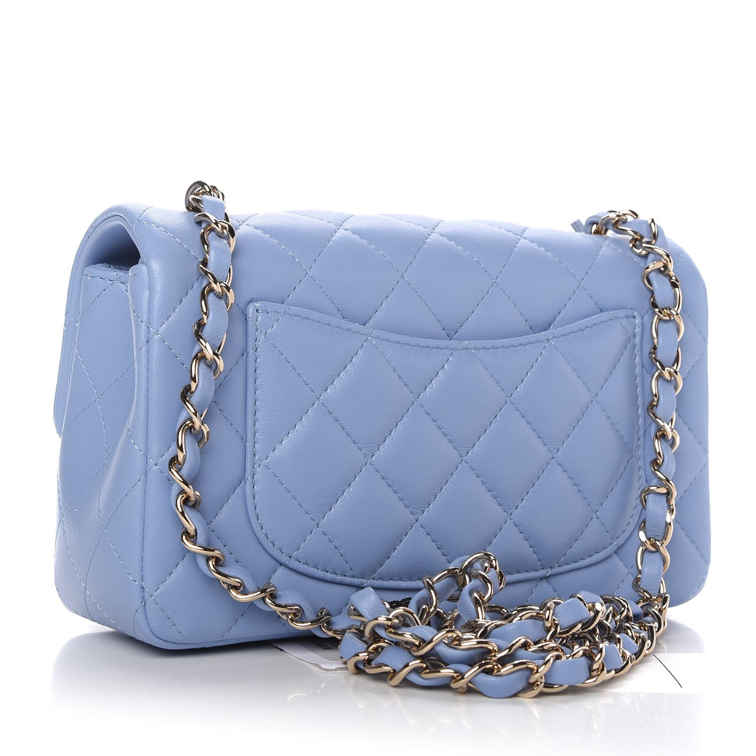 Chanel Lambskin Quilted Mini Rectangular Flap Light Blue 3 of 12