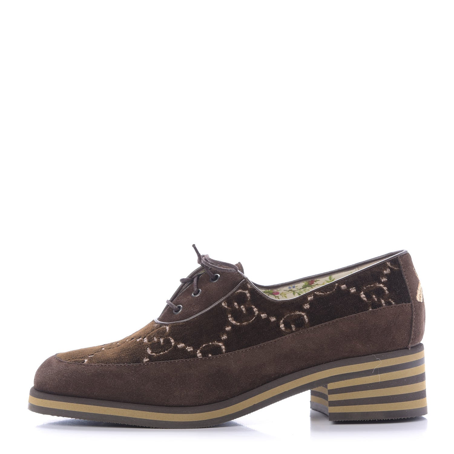 Gucci Velvet GG Monogram Thompson Derby Loafers 38 Vintage Cocoa Brown 1 of 11