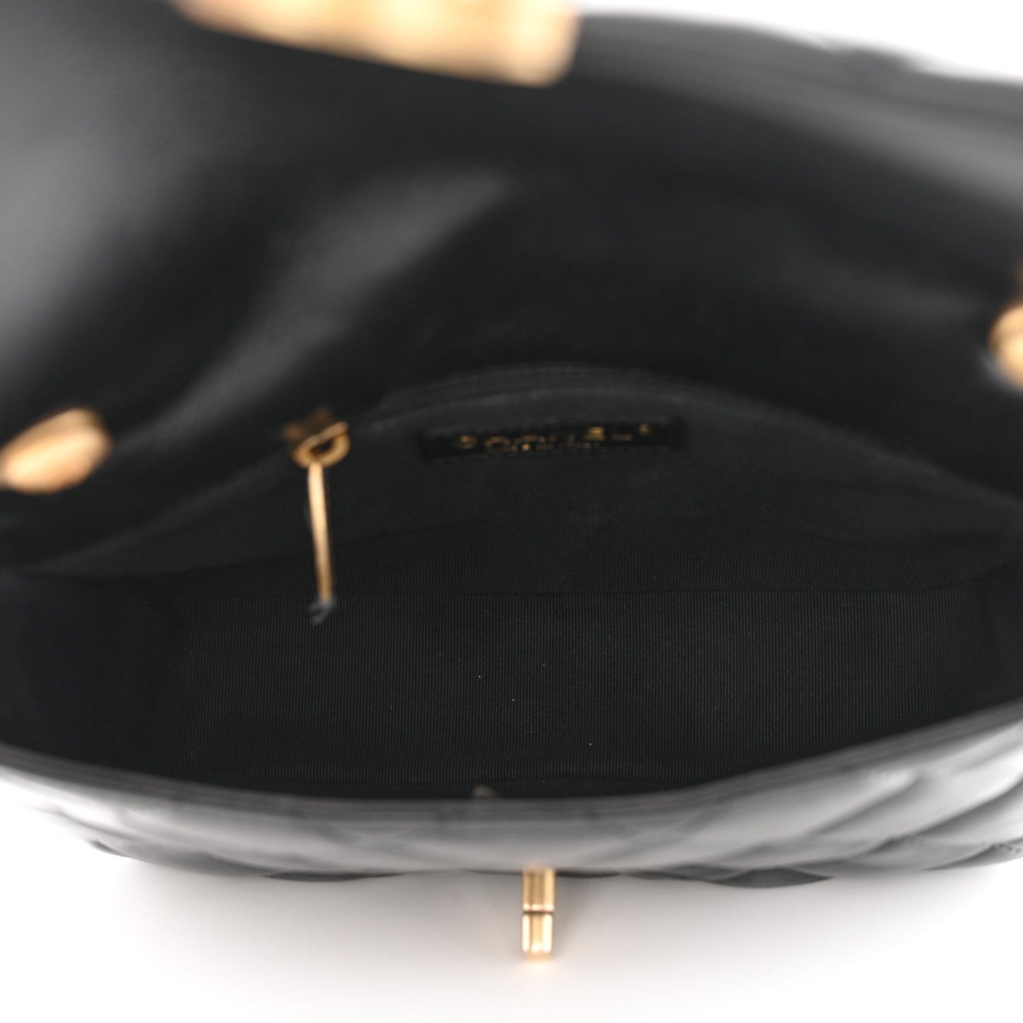 Lambskin Quilted Small Lacquered Chain Flap Black