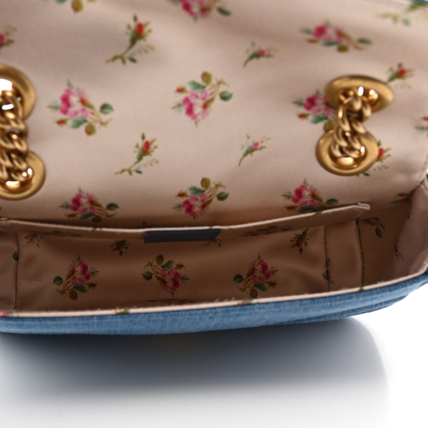 Denim Matelasse Mini Pearly GG Marmont Shoulder Bag Blue