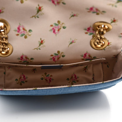 Gucci Denim Matelasse Mini Pearly GG Marmont Shoulder Bag Blue 4 of 10