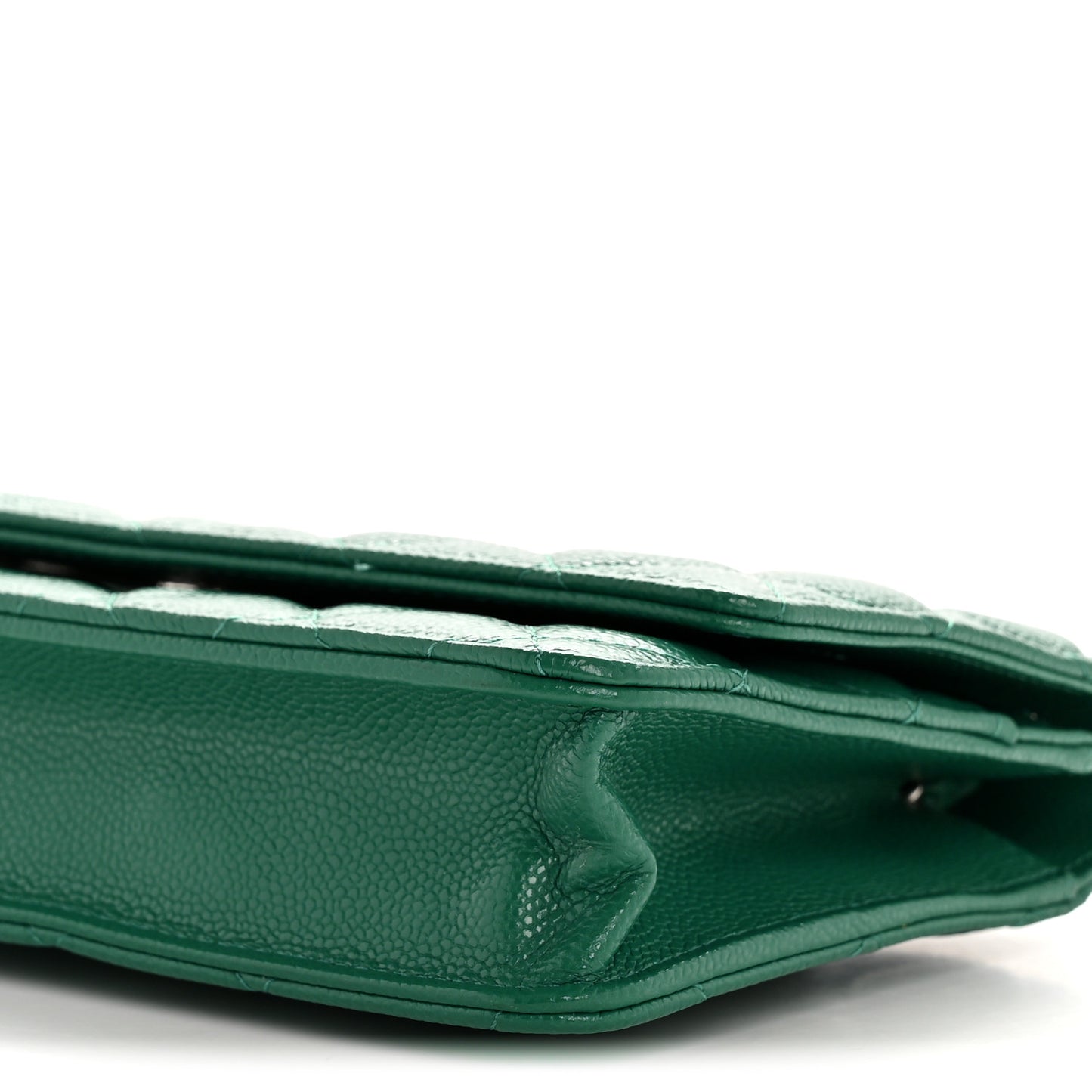 Caviar Quilted Wallet On Chain WOC Green