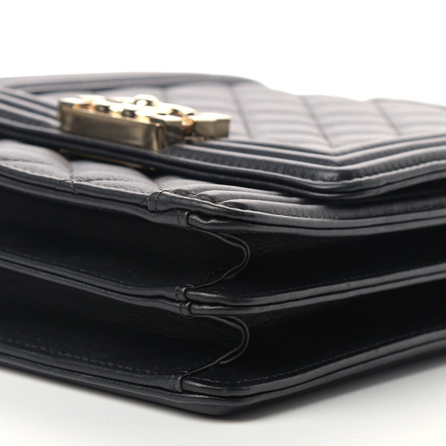 Calfskin Quilted North South Boy Flap Black