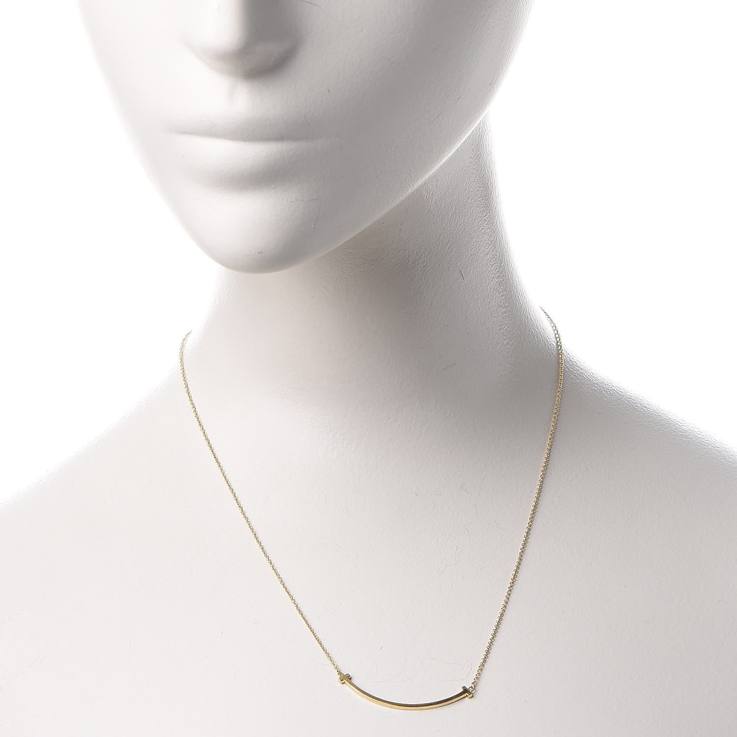 Tiffany 18K Yellow Gold Small T Smile Pendant Necklace 2 of 7