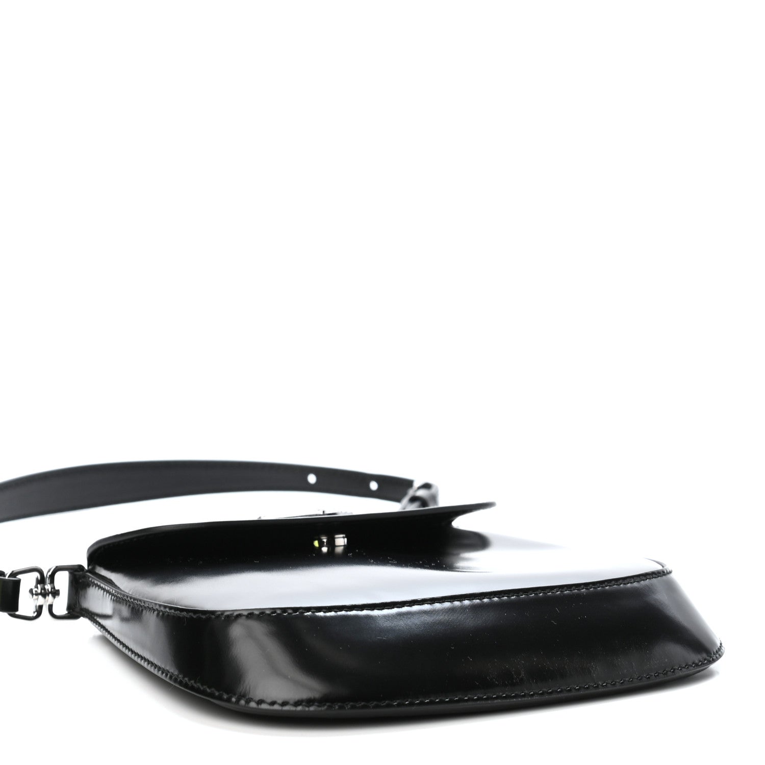 Prada Spazzolato Mini Cleo Flap Adjustable Strap Shoulder Bag Black 3 of 4