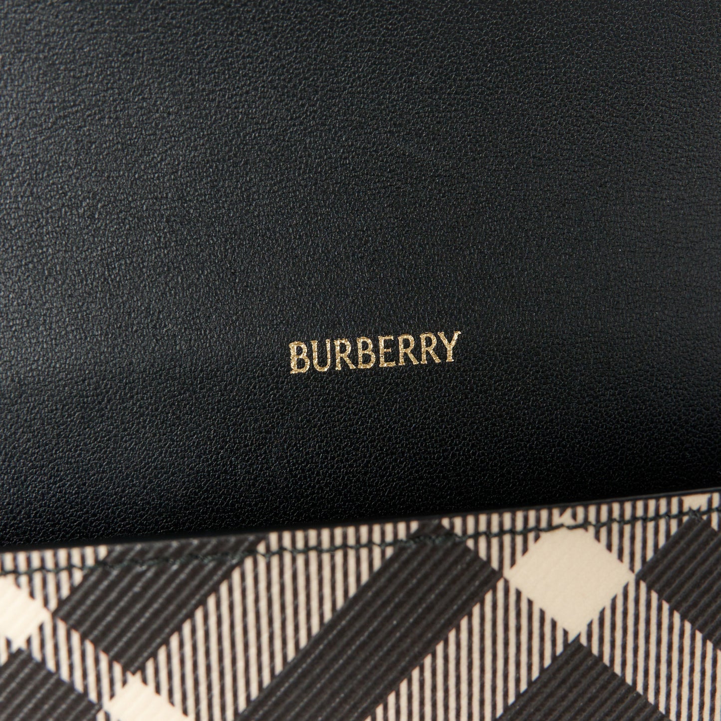Check Chain Strap Wallet Black Calico