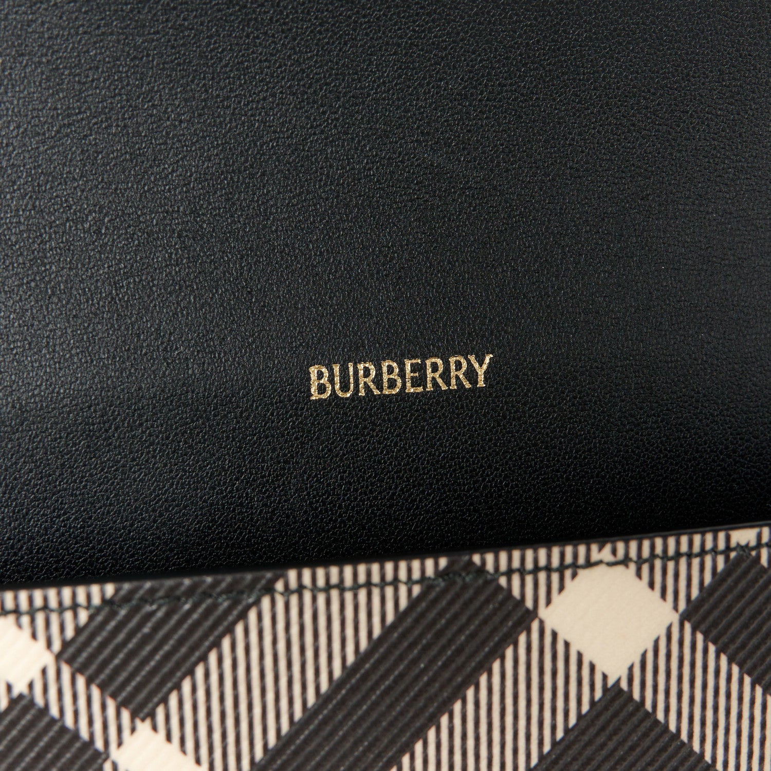 Burberry Check Chain Strap Wallet Black Calico 6 of 9