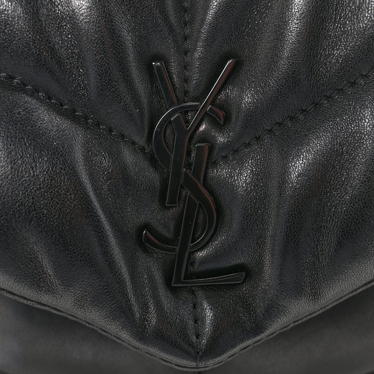 Saint Laurent Lambskin Quilted Toy Loulou Puffer Monogram Monochrome Chain Satchel Black 11 of 12