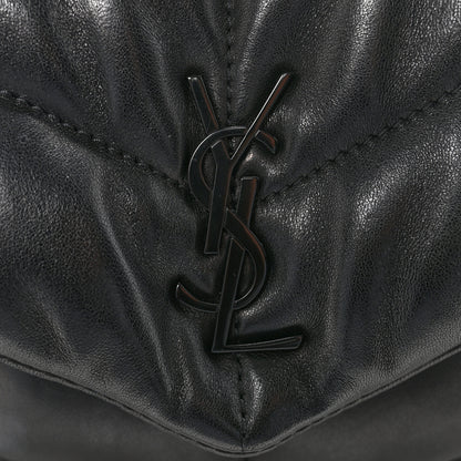 Saint Laurent Lambskin Quilted Toy Loulou Puffer Monogram Monochrome Chain Satchel Black 11 of 12