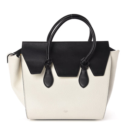 Celine Elephant Calfskin Mini Bi-Color Tie Knot Tote White Black 1 of 21