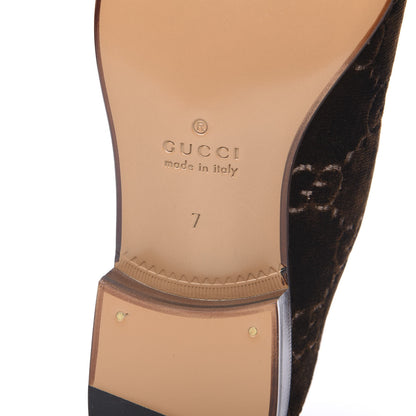 Gucci Velvet GG Monogram Goatskin Mens Horsebit Loafers 7 Brown Vintage Cocoa 6 of 9