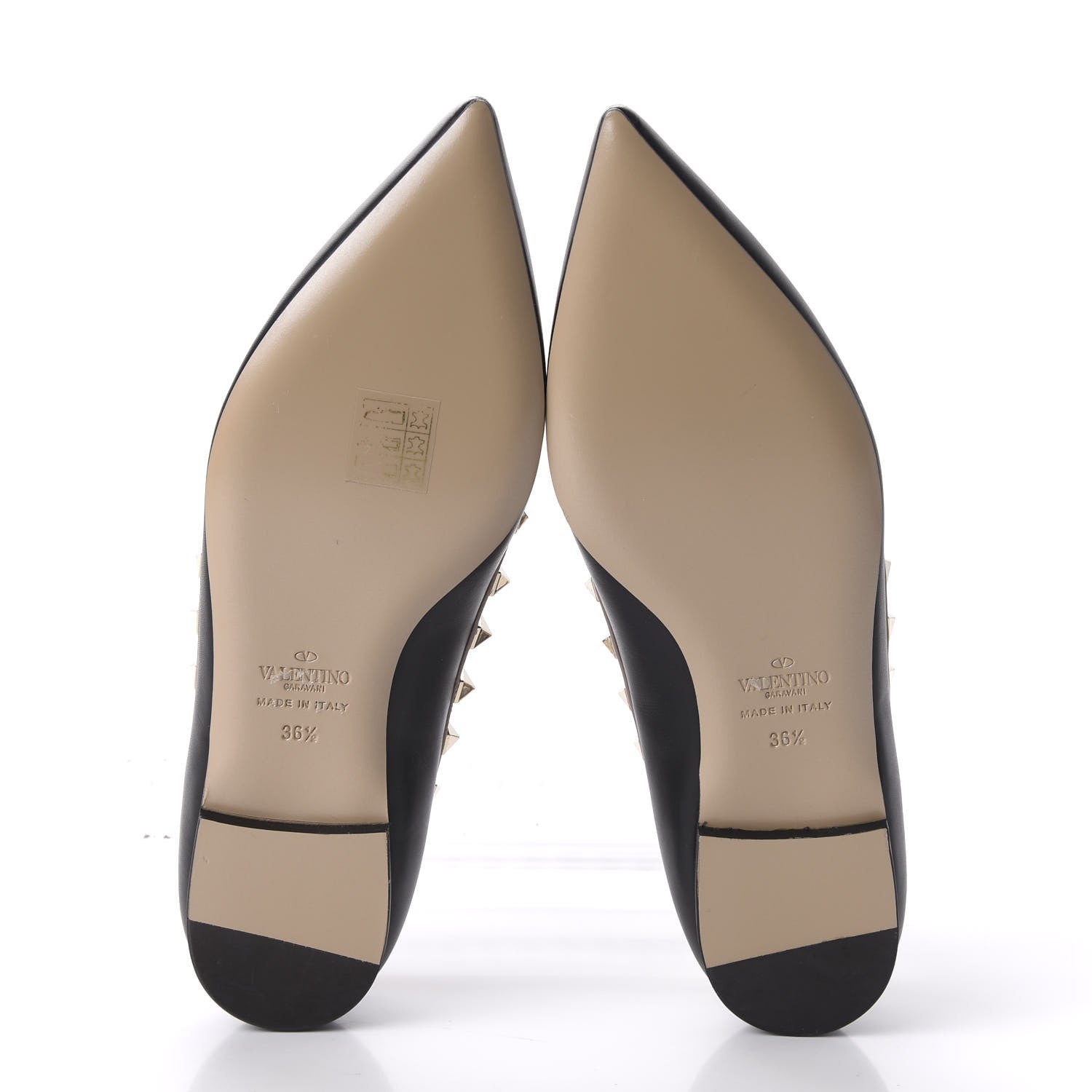 Valentino Garavani Nappa Rockstud Cage Ballerina Flats 36.5 Black Poudre 5 of 9