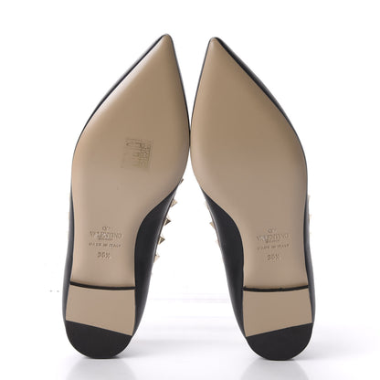 Valentino Garavani Nappa Rockstud Cage Ballerina Flats 36.5 Black Poudre 5 of 9