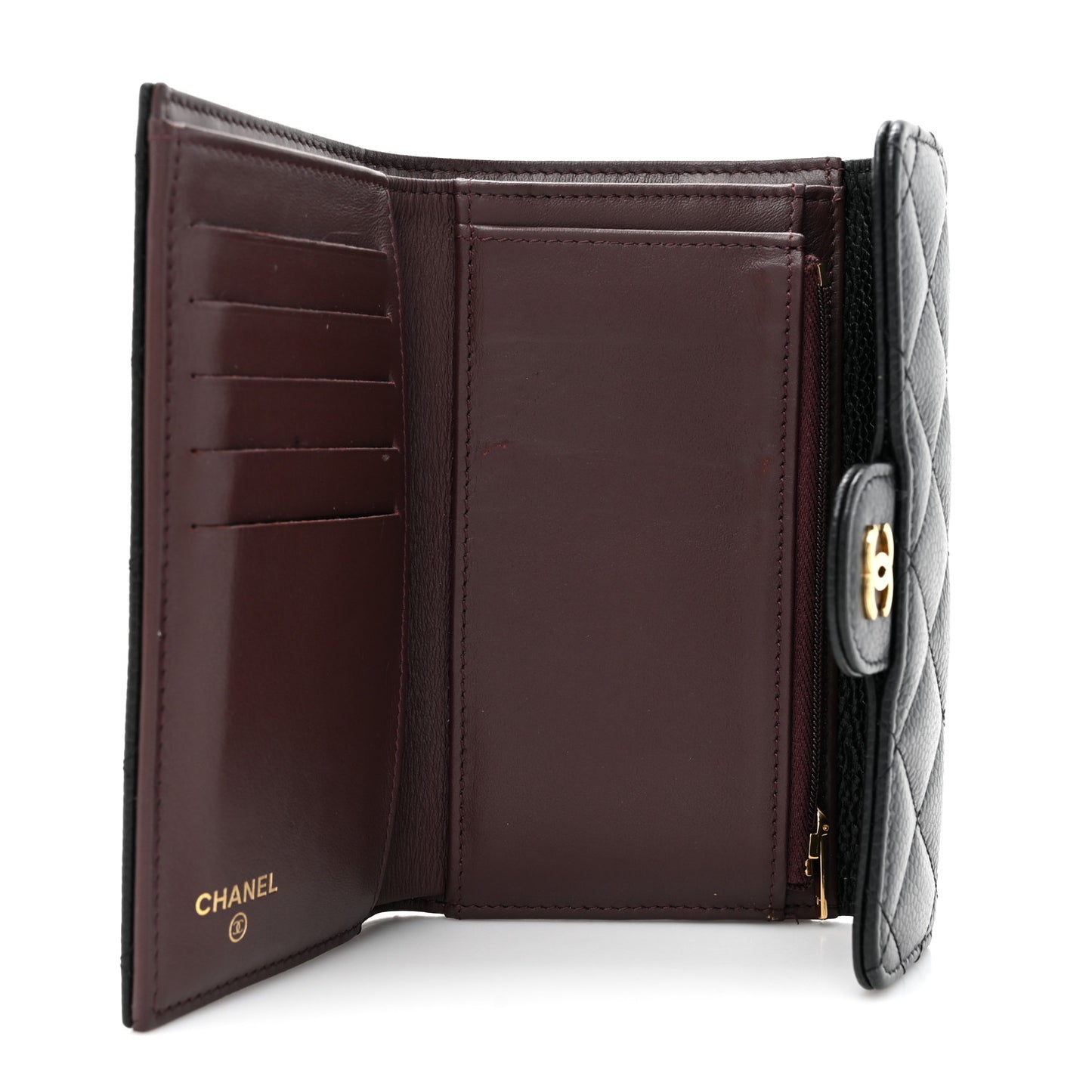 Caviar Quilted Medium Flap Wallet Black
