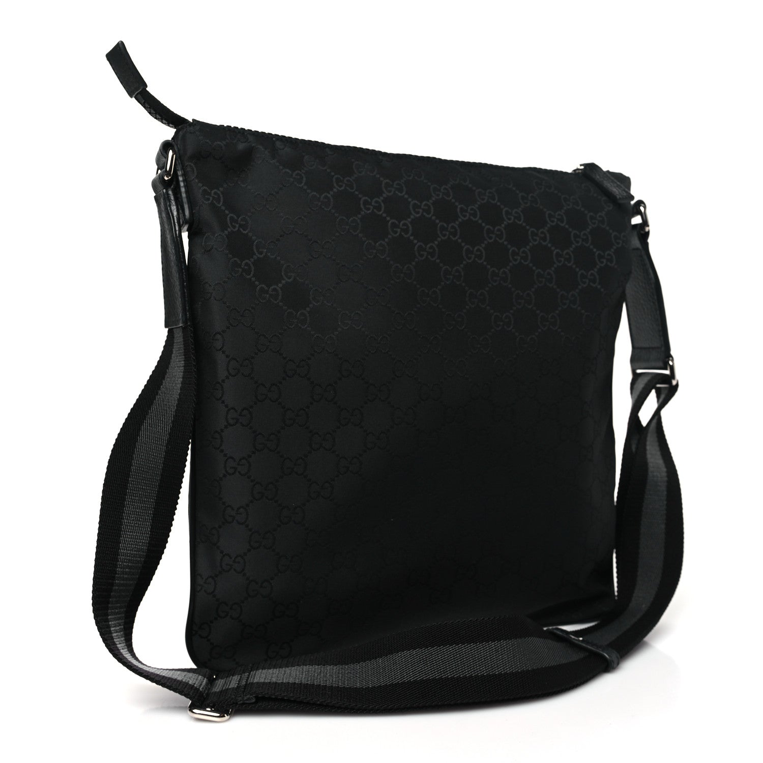 Gucci Nylon Monogram Medium Flat Messenger Bag Black 3 of 10