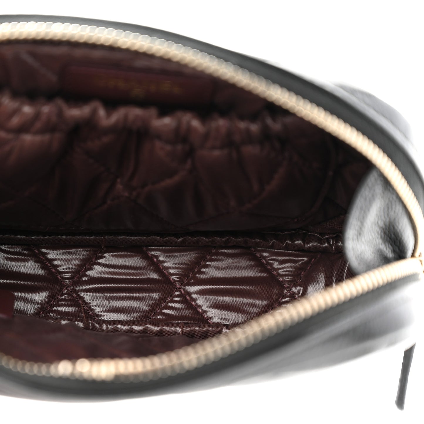 Caviar Quilted Small Curvy Pouch Cosmetic Case Black
