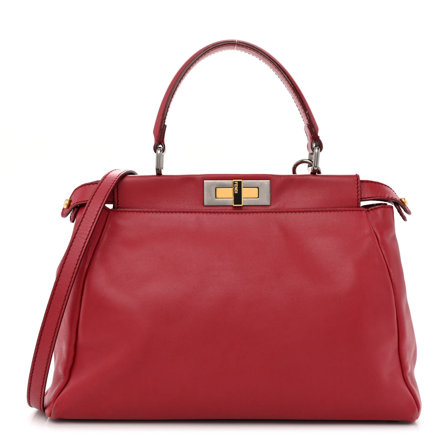 Vitello Suede Medium Peekaboo Iconic Satchel Rubino Peonia