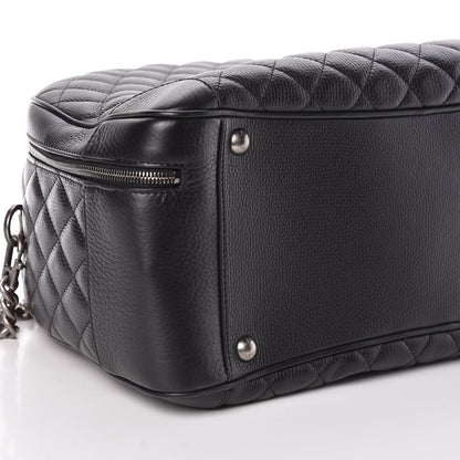 Chanel Calfskin Quilted Large Airlines Round Trip Bowling Bag Black 5 of 11