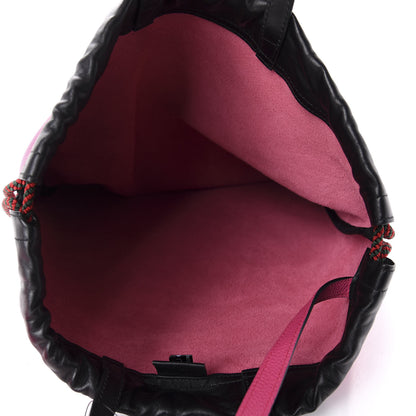 Gucci Grained Calfskin Logo Drawstring Backpack Box Pink Green Black 5 of 10