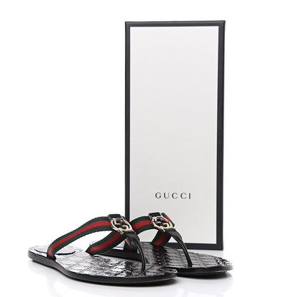 Gucci Nylon Guccissima Web Womens Thong Sandals 39 Green Red Black 10 of 10