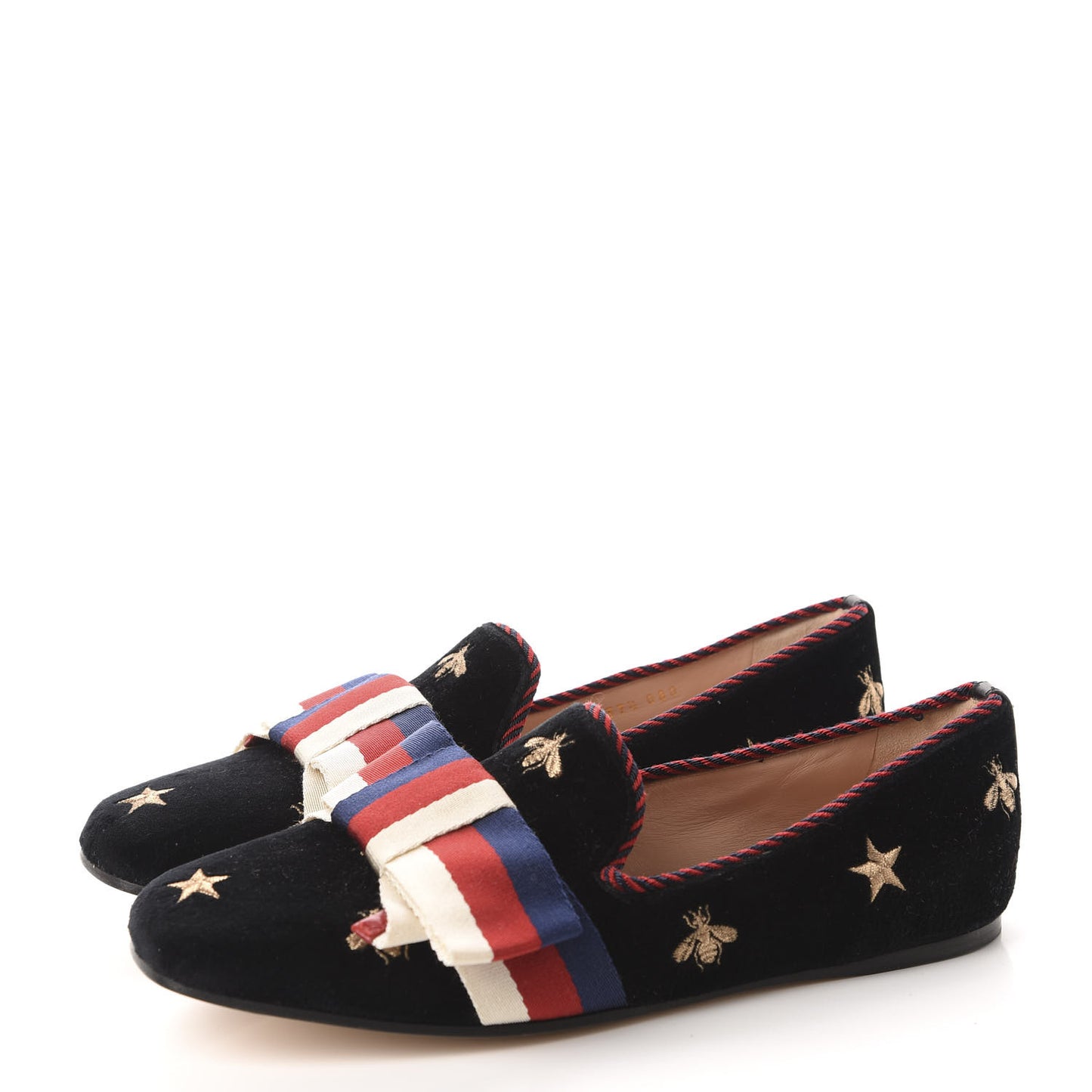 Velvet Bee Star Embroidered Sylvie Bow Loafers 37.5 Black