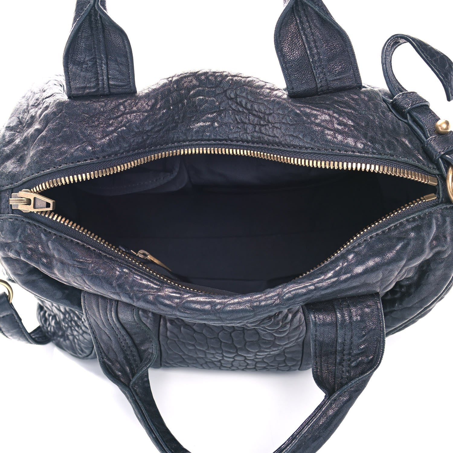 Alexander Wang Pebbled Lambskin Rocco Navy Gold Hardware 5 of 8