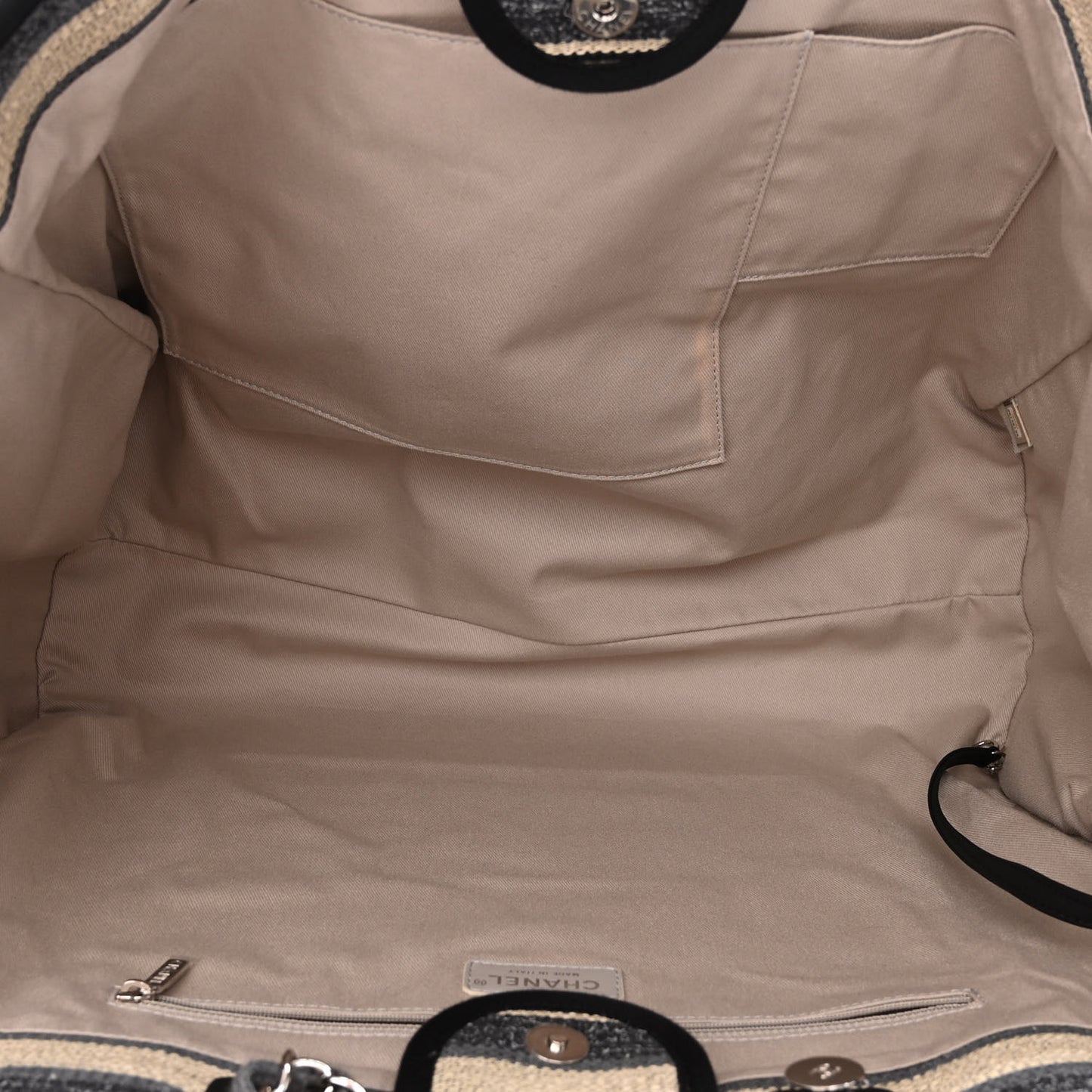 Canvas Striped Extra Large Deauville Tote Black Grey