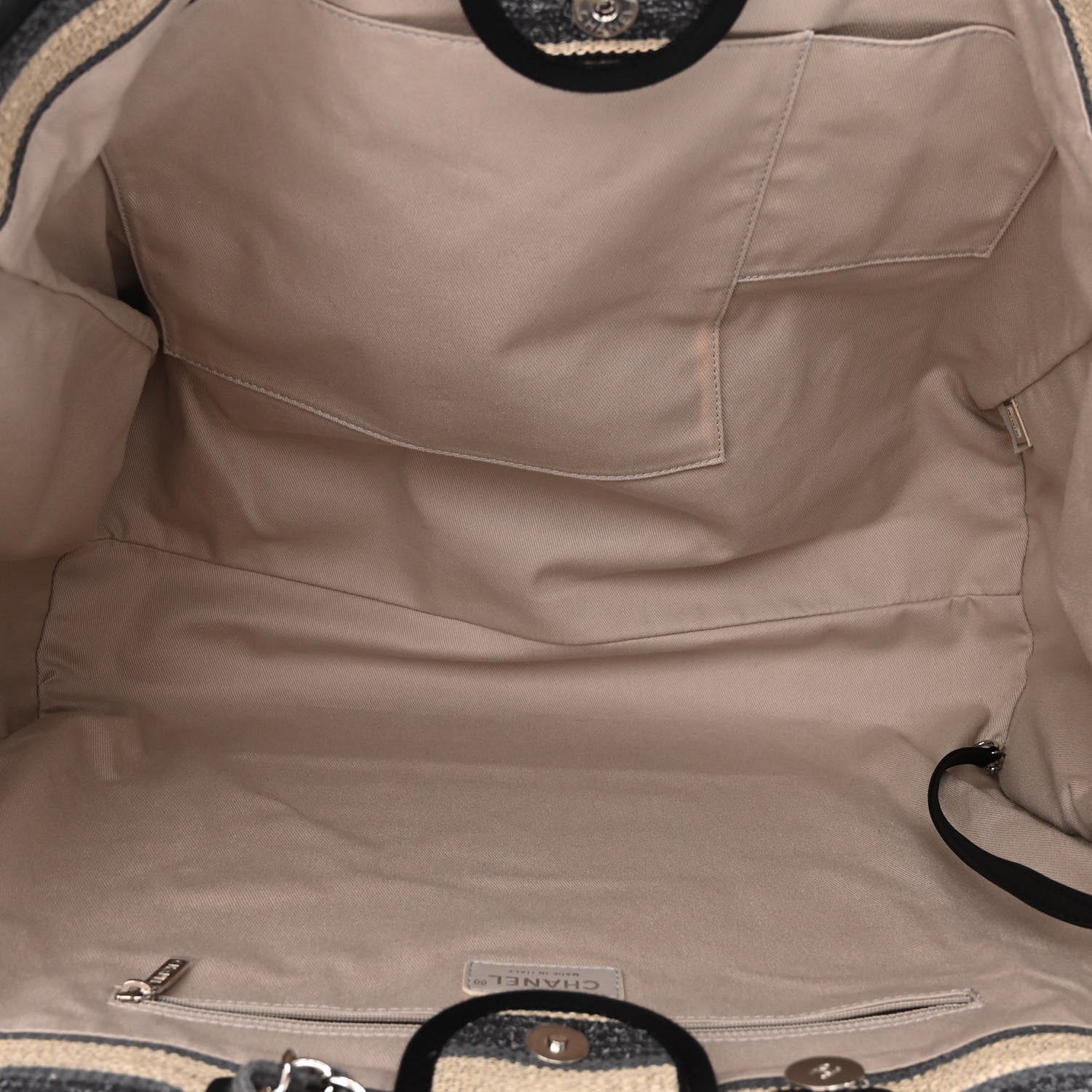 Chanel Canvas Striped Extra Large Deauville Tote Black Grey 5 of 10